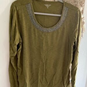 Coldwater Creek Green Long Sleeve with Silver Accents
